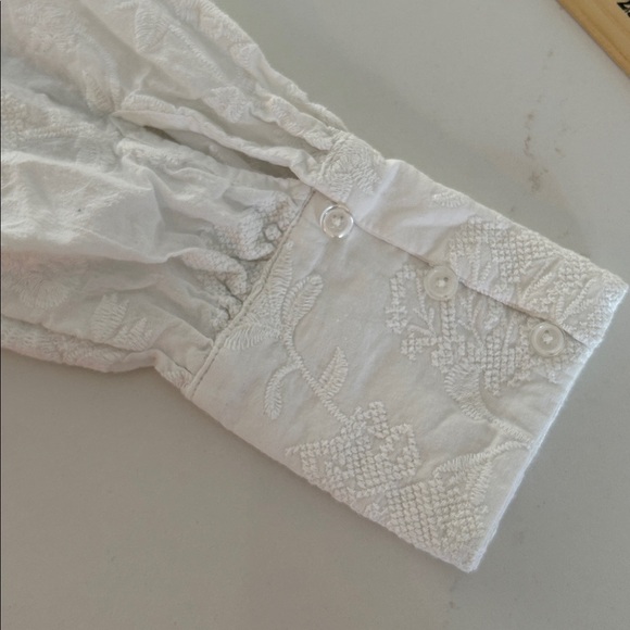 MNG Mango Elegant White Lacy Button up Embroidered Cotton Blouse Size Medium 8 - Picture 12 of 12